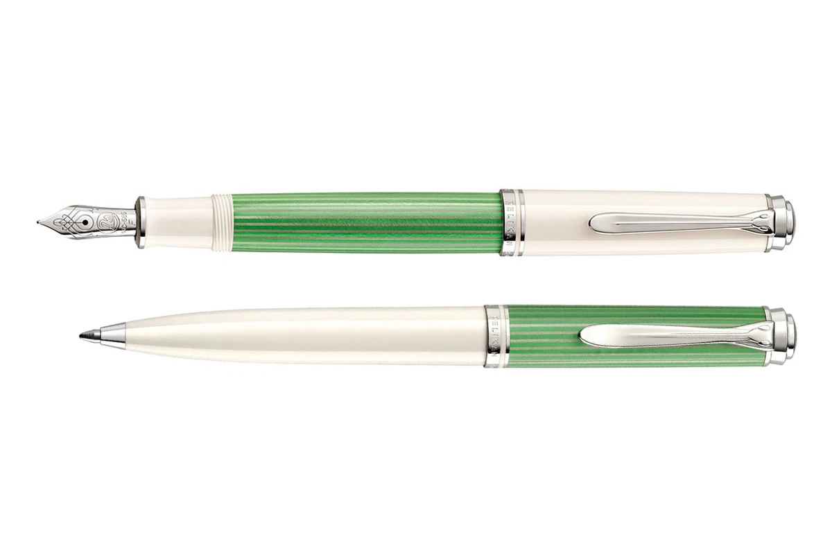 Pelikan Souverän Green/White M605 Vulpen En K605 Balpen Set 1 Pelikan Souverän Green/White M605 Vulpen En K605 Balpen Set