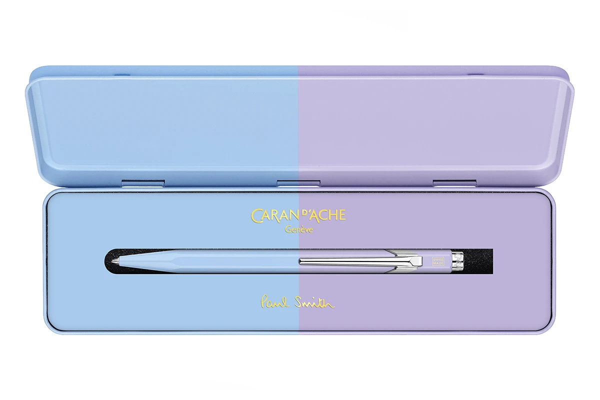Caran D'Ache 849 Paul Smith Skyblue/Lavender Balpen 2 Caran D'Ache 849 Paul Smith Skyblue/Lavender Balpen - Afbeelding 2